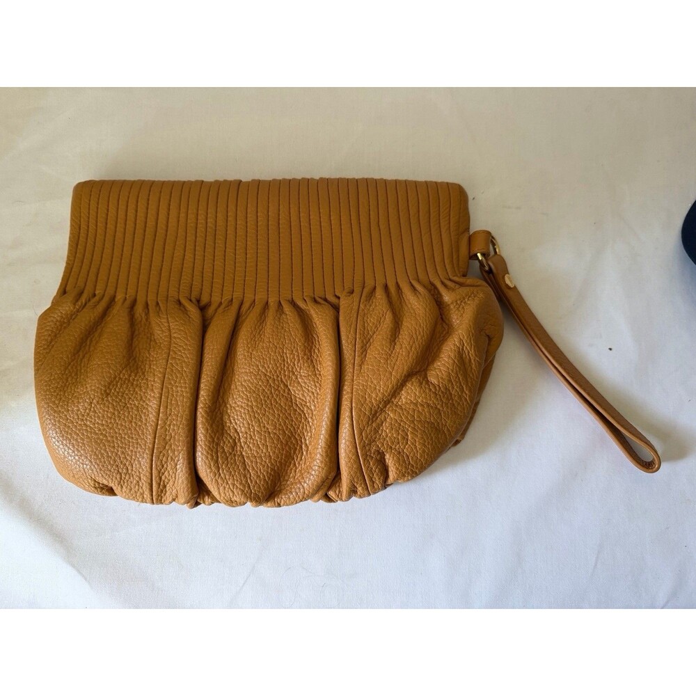 BODHI  Pebbled  Clutch/Wristlet Carmel Brown Leather
